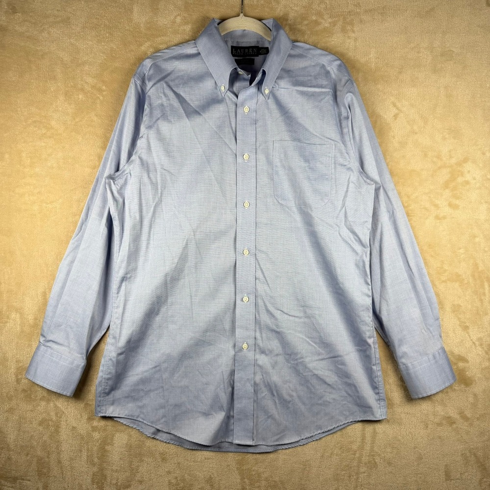 Lauren Ralph Lauren‎ Mens Slim Fit Non Iron Button Down Shirt Blue 16 32/33